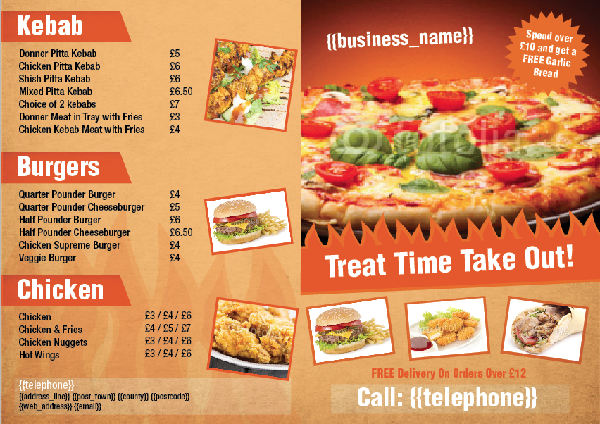 Takeaway menu design